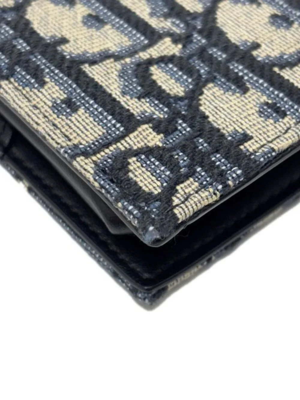 Dior Boxshape Coin Purse White Jacquard Navy Beige Black